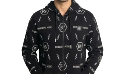 Roberto Vino – Black Full Print Zip Hoodie