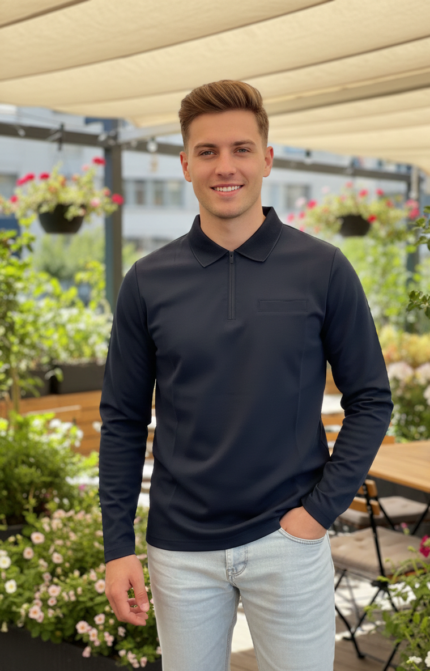 Cruyff Long Sleeve Polo – Navy